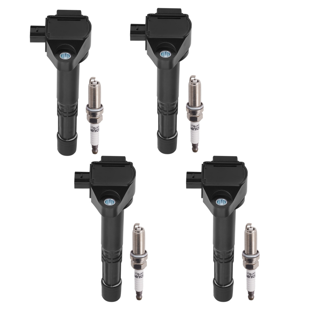 4X Ignition Coils + 4X Spark Plugs compatible for Acura TLX L4 2.4L 2015-2020 UF712 93501