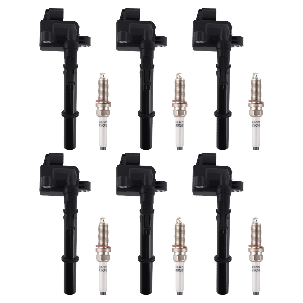 6x Ignition Coil + Spark Plug compatible for Mercedes-Benz E300 W212 3.5L 2015-2016 UF741