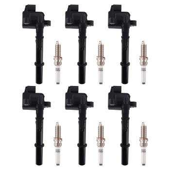 6x Ignition Coil + Spark Plug compatible for Mercedes-Benz E300 W212 3.5L 2015-2016 UF741