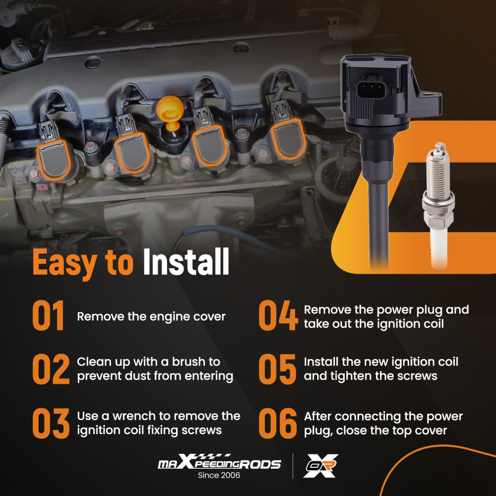 4x Ignition Coil + Spark Plug for 2016-2020 compatible for Honda Civic 2.0L Fit 1.5L UF749