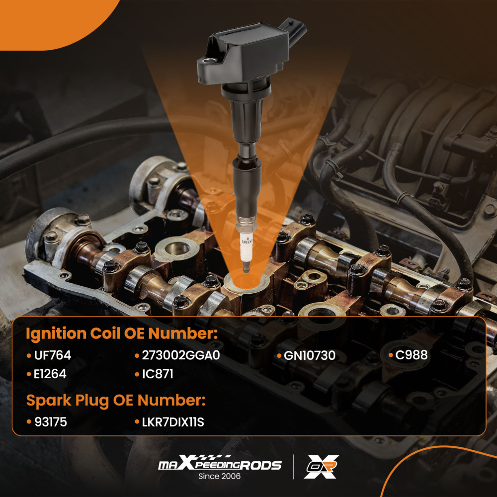 4 Ignition Coils + 4 Spark Plugs compatible for Kia Hyundai Sorento Tucson Optima L4 UF764