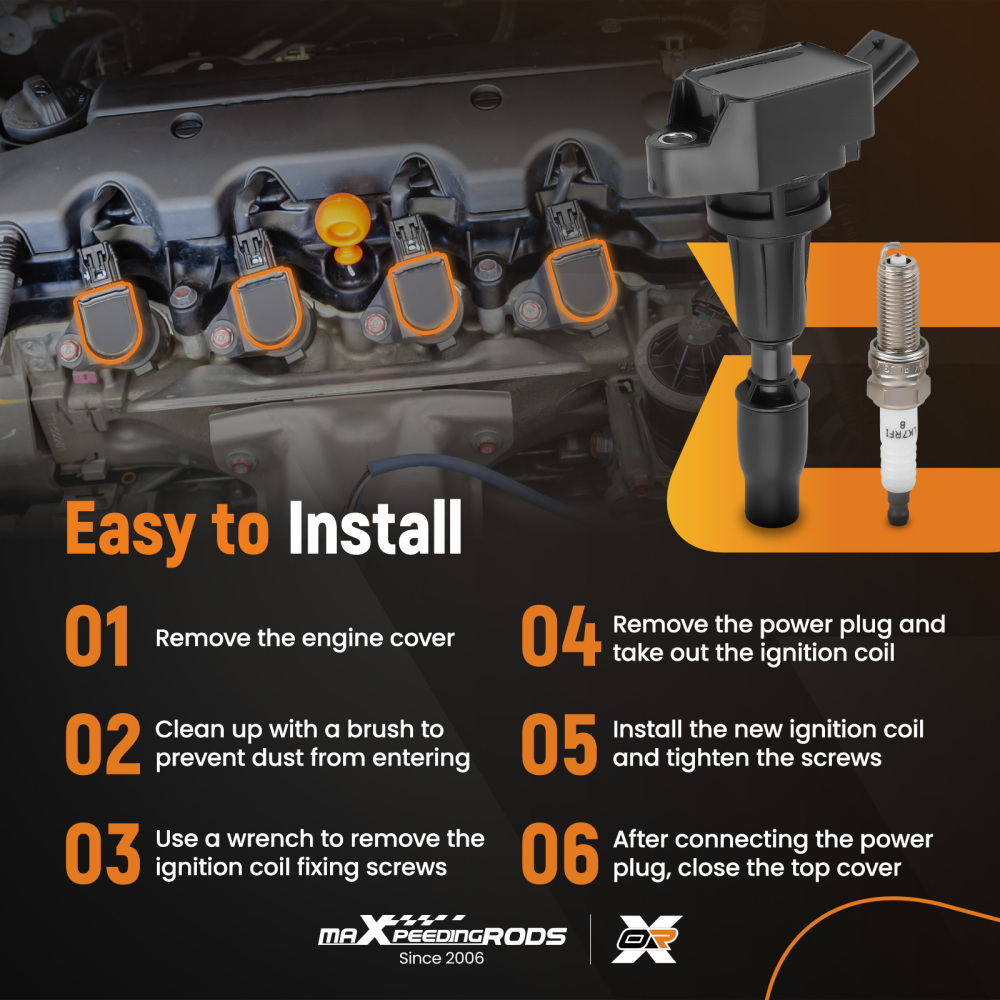 4 Ignition Coils + 4 Spark Plugs compatible for Kia Hyundai Sorento Tucson Optima L4 UF764