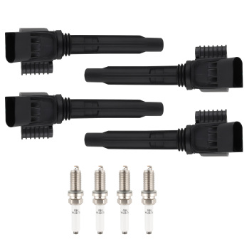 4 Ignition Coil + Spark Plugs compatible for Audi A3 A4 A5 A6 Q5 Q7 S3 TT TTS Quattro UF716