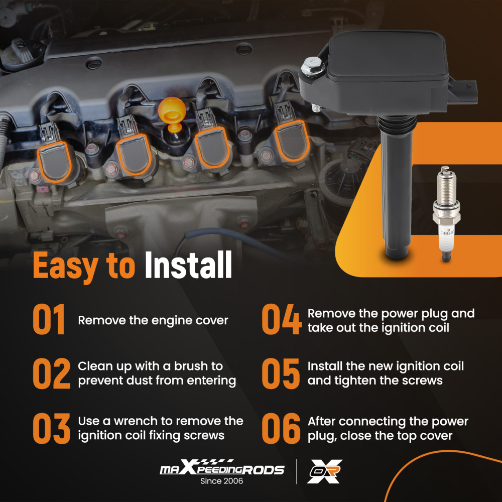 6X Ignition Coil + 6X Spark Plugs compatible for Chrysler Dodge Ram 1500 compatible for Jeep Grand UF807