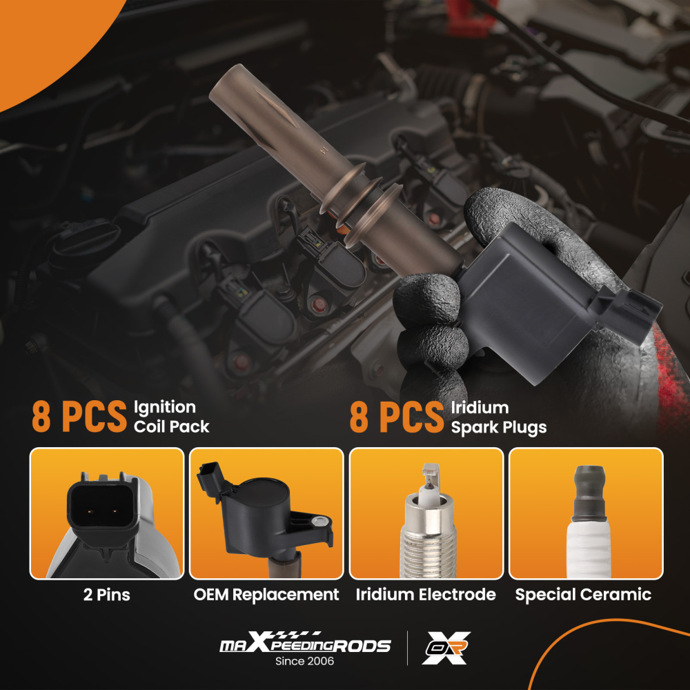 8 Ignition Coils + Spark Plugs compatible for Ford Explorer compatible for Lincoln Navigator compatible for Mercury DG521