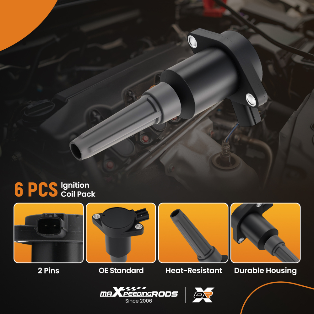 6 Piece Ignition Coil Pack compatible for Jaguar XJS XJ6 4.0L 1995-1996 52-1615 IC325