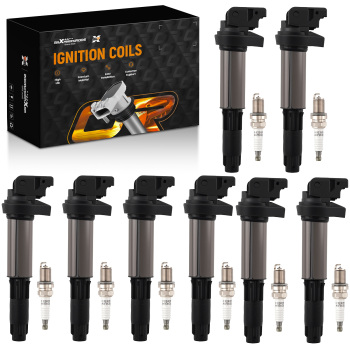 8pcs Ignition Coil 8pcs Spark Plug compatible for BMW 545i E60 645Ci E63 2004-2005