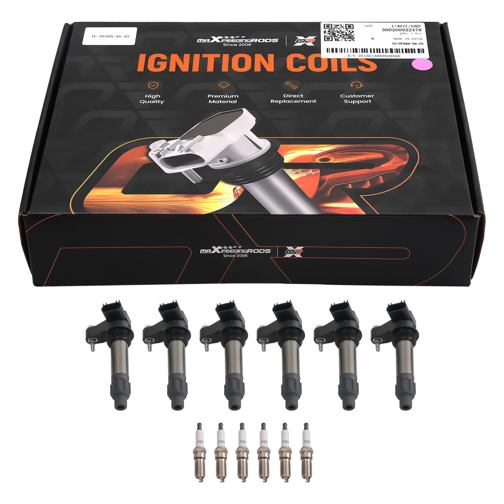 Ignition Coil Pack and Iridium Spark Plug Set of 6 compatible for Buick Cadillac Chevy GMC