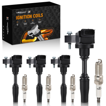 4 Ignition Coils + Spark Plugs compatible for Buick Cadillac Chevrolet GMC L4 2.0L UF680