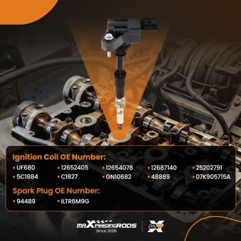 4 Ignition Coils + Spark Plugs compatible for Buick Cadillac Chevrolet GMC L4 2.0L UF680