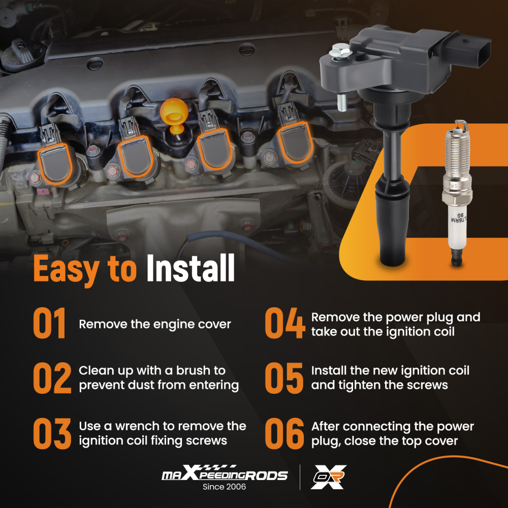 4 Ignition Coils + Spark Plugs compatible for Buick Cadillac Chevrolet GMC L4 2.0L UF680