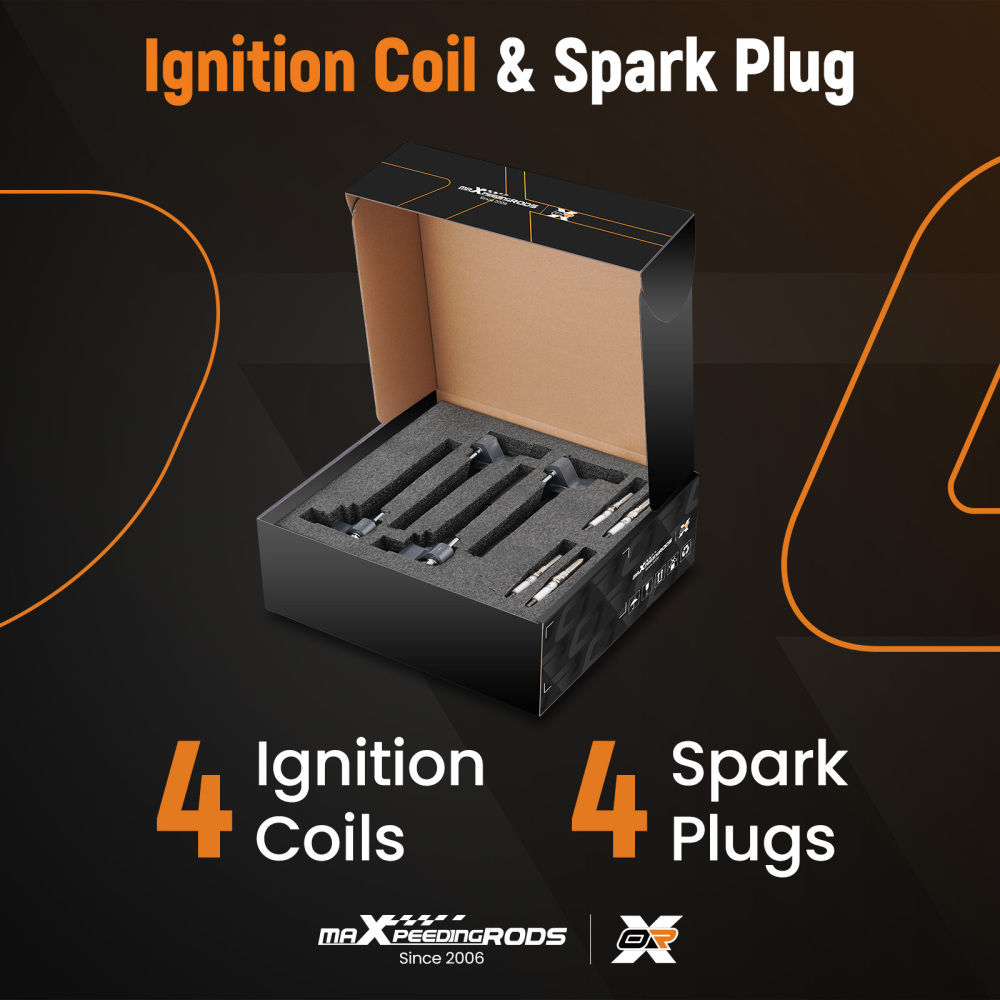 4 Ignition Coils + Spark Plugs compatible for Buick Cadillac Chevrolet GMC L4 2.0L UF680