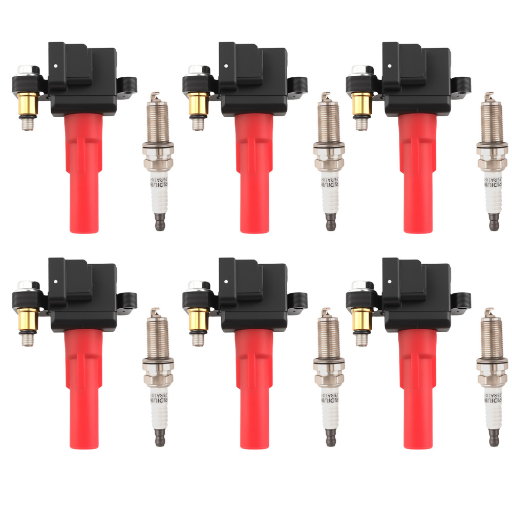 6x Ignition CoilsSpark Plug compatible for Subaru Tribeca 3.6L 2010-14 22433AA611 Black