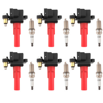 6x Ignition CoilsSpark Plug compatible for Subaru Tribeca 3.6L 2010-14 22433AA611 Black