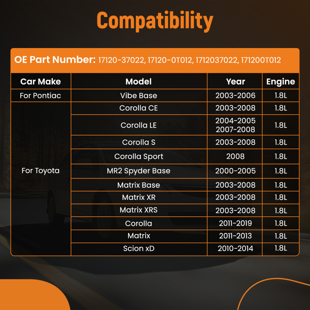 Intake Manifold compatible for Toyota Corolla 2011-2019 Matrix compatible for Scion XD 1.8L 17120-0T012