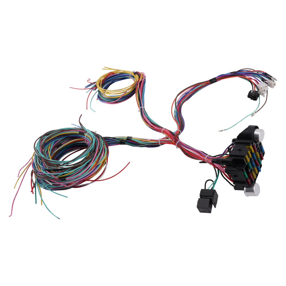Wiring Harness 21 Circuit pre-wired 17 Fuses UNIVERSAL Hot Rod Extra long Wire