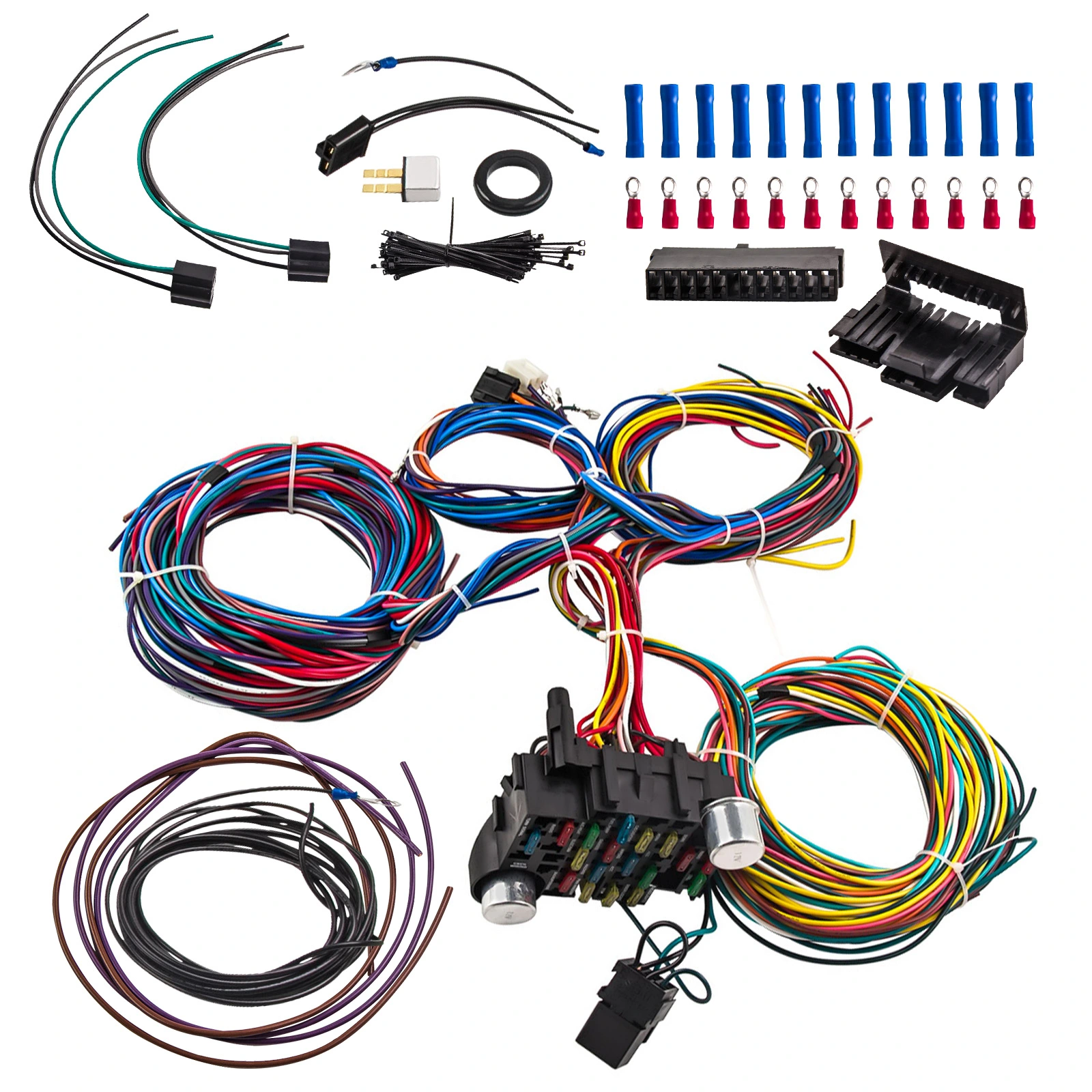 Universal 21 Circuit Wiring Harness Kit, Universal Extra Long Wire 21