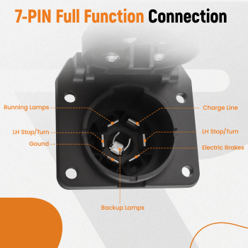 7WAY ROUND TRAILER TOW WIRING PLUGIN CONNECTOR compatible for Cherokee compatible for Chrysler 300 compatible for Durango