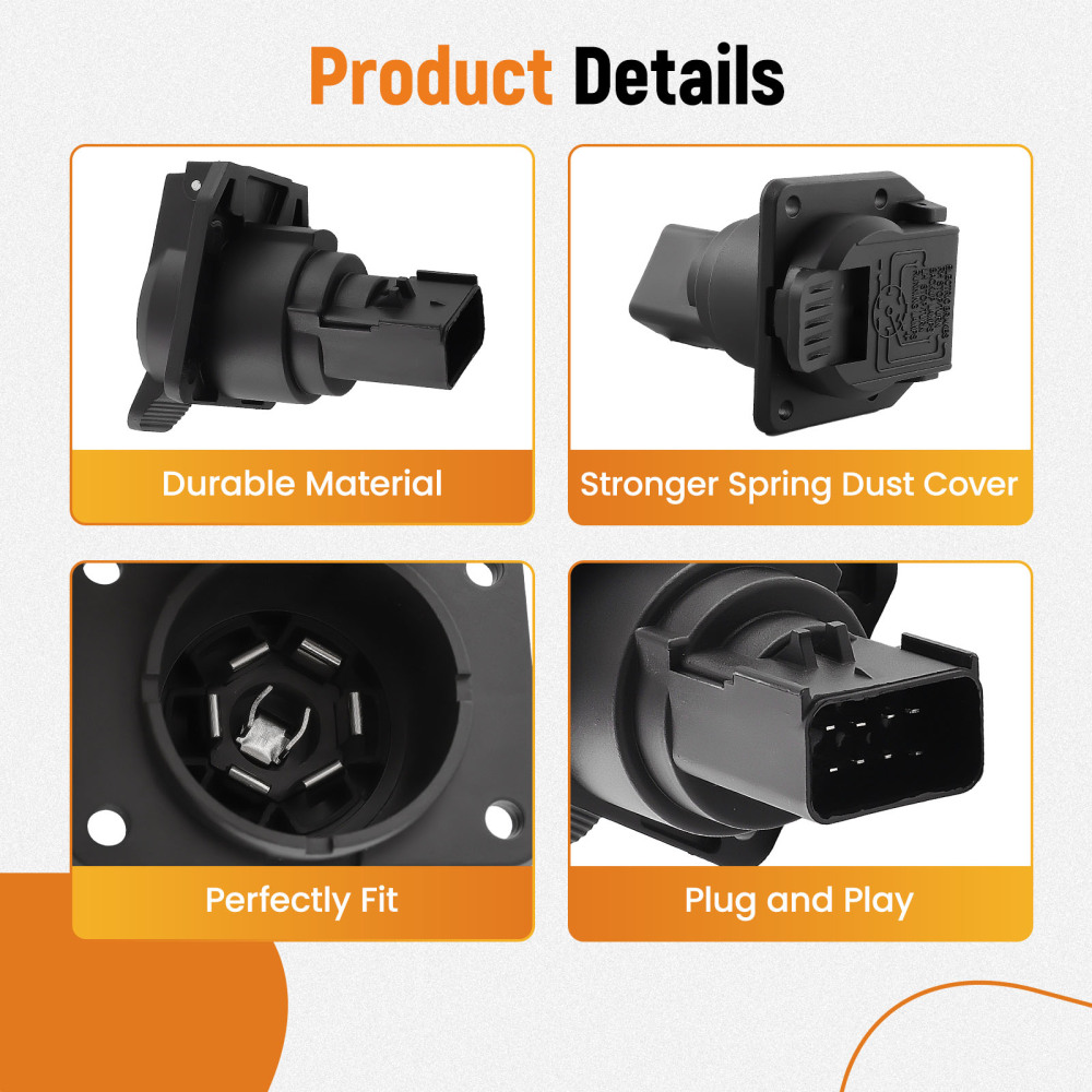 7WAY ROUND TRAILER TOW WIRING PLUGIN CONNECTOR compatible for Cherokee compatible for Chrysler 300 compatible for Durango