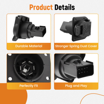 7WAY ROUND TRAILER TOW WIRING PLUGIN CONNECTOR compatible for Cherokee compatible for Chrysler 300 compatible for Durango