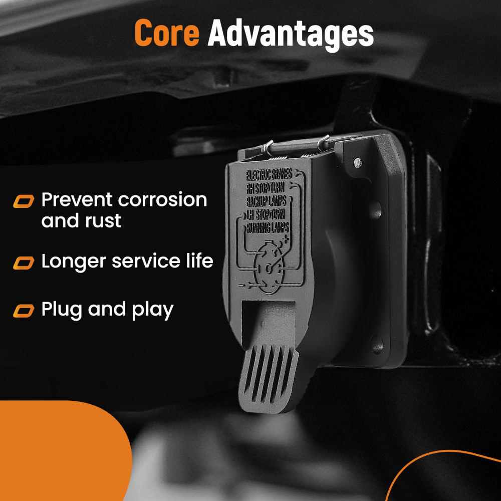 7WAY ROUND TRAILER TOW WIRING PLUGIN CONNECTOR compatible for Cherokee compatible for Chrysler 300 compatible for Durango