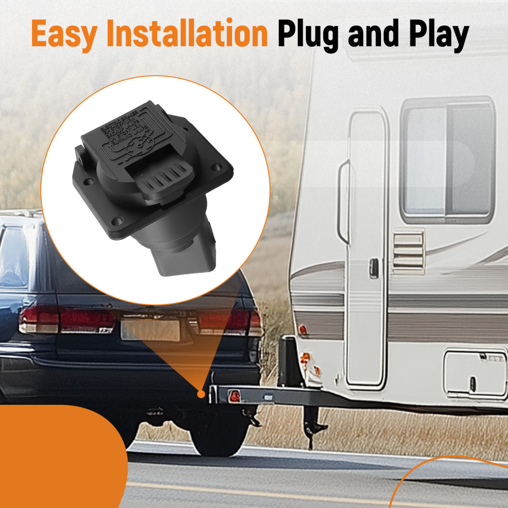 7WAY ROUND TRAILER TOW WIRING PLUGIN CONNECTOR compatible for Cherokee compatible for Chrysler 300 compatible for Durango