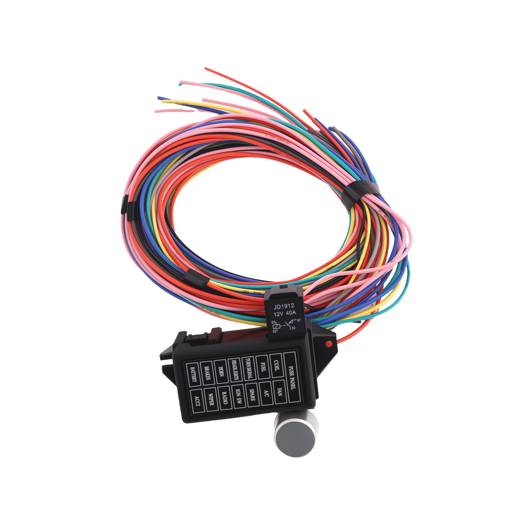 Wiring Harness 14 Circuit Universal,Circuit Wiring Harness Kit 14 Fuse for Stree
