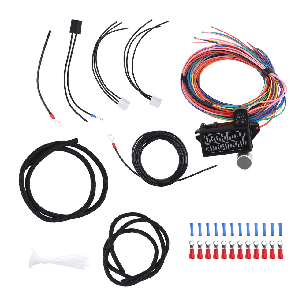 Wiring Harness 14 Circuit Universal,Circuit Wiring Harness Kit 14 Fuse for Stree