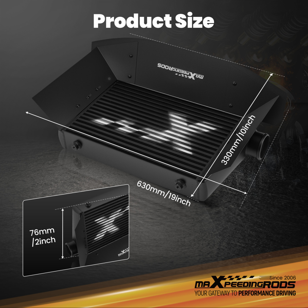 Universal Intercooler 450x300x76mm Core With Air Guide Plates Kit 63.5mm