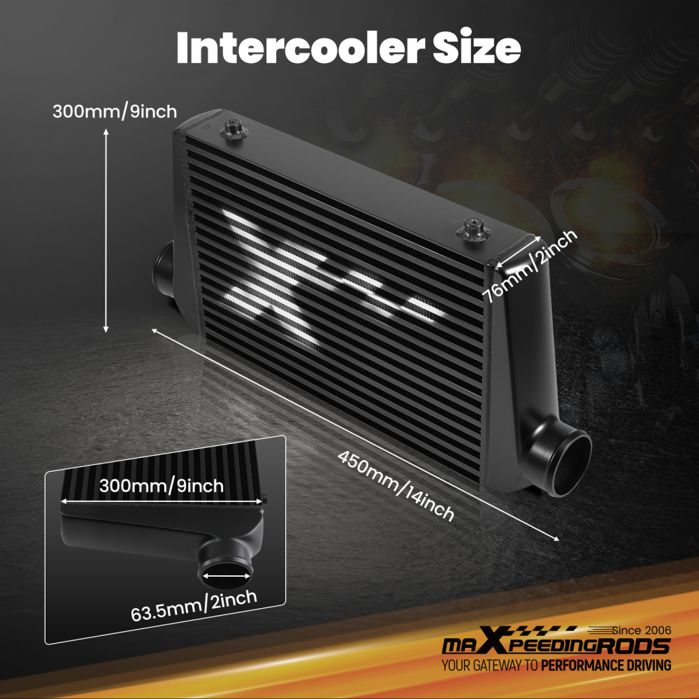 Universal Intercooler 450x300x76mm Core With Air Guide Plates Kit 63.5mm