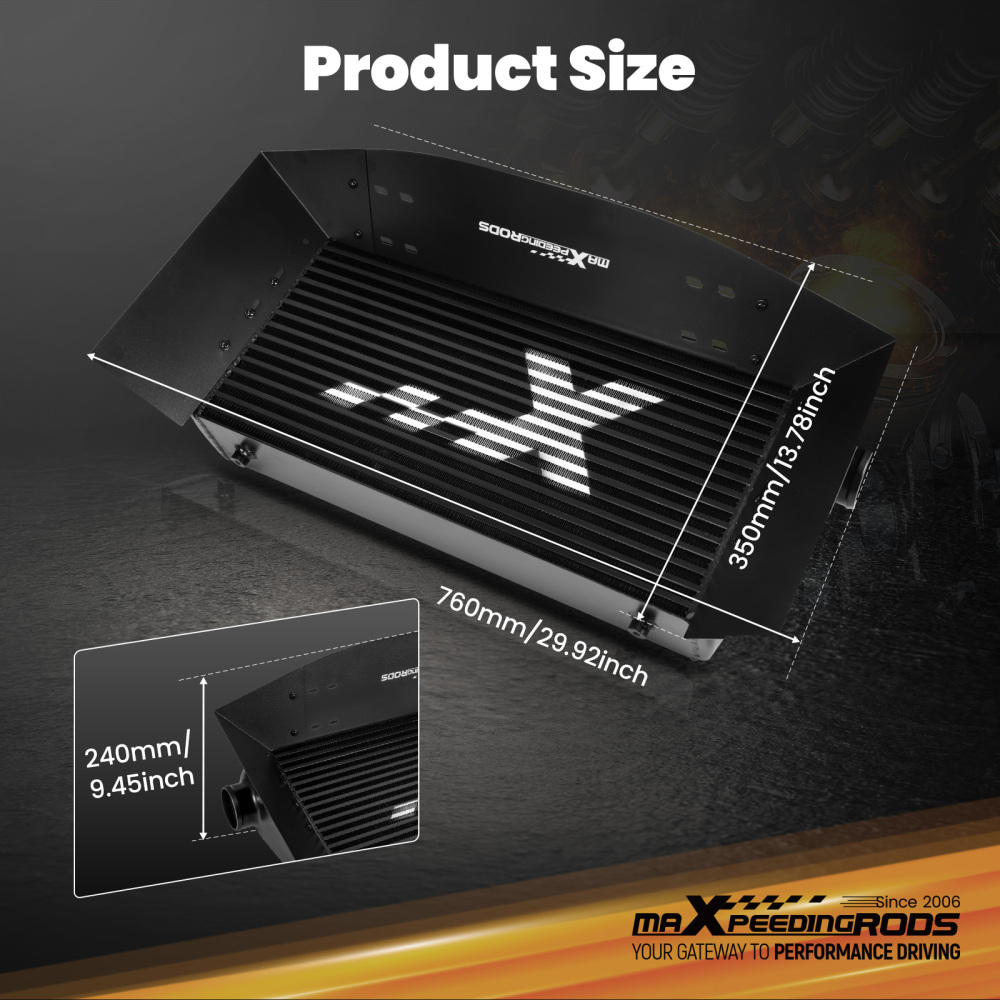 Universal Intercooler 580x280x75mm Core With Air Guide Plates Kit 63.5mm