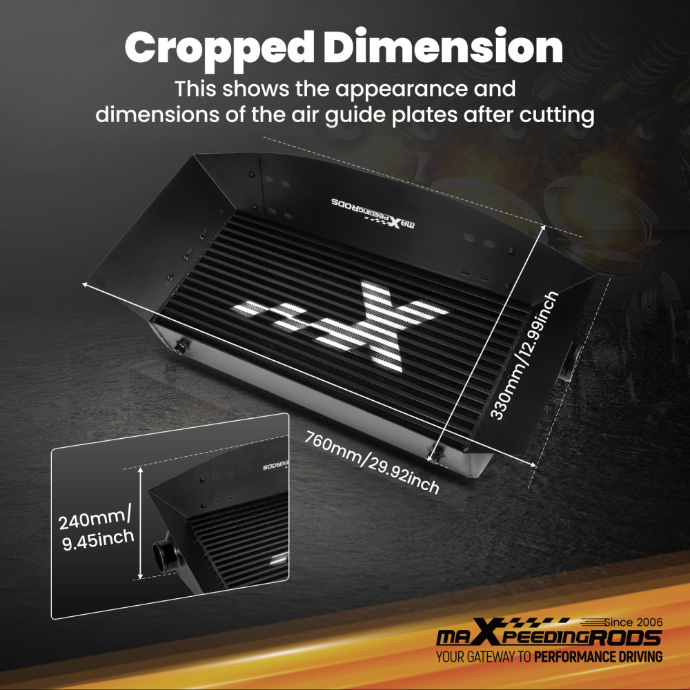Universal Intercooler 580x280x75mm Core With Air Guide Plates Kit 63.5mm
