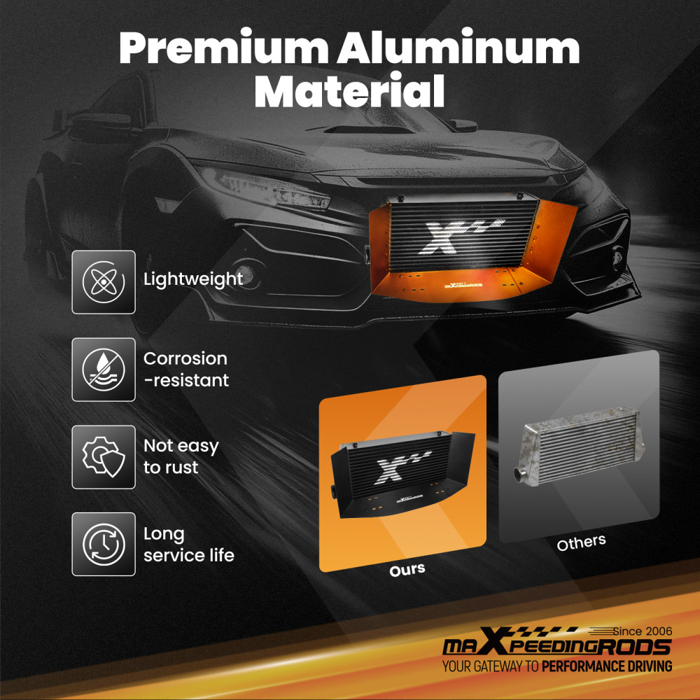 Universal Intercooler 580x280x75mm Core With Air Guide Plates Kit 63.5mm