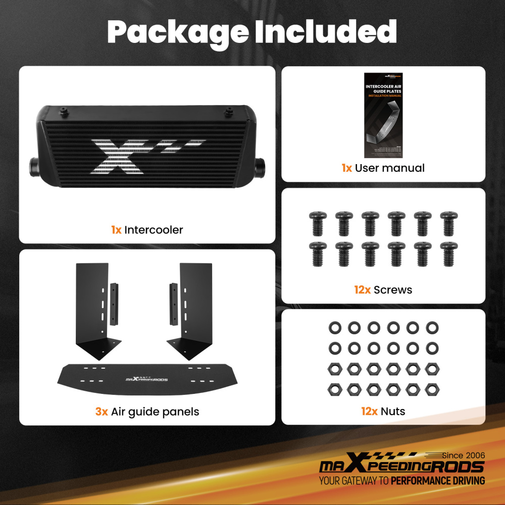 Universal Intercooler 580x280x75mm Core With Air Guide Plates Kit 63.5mm