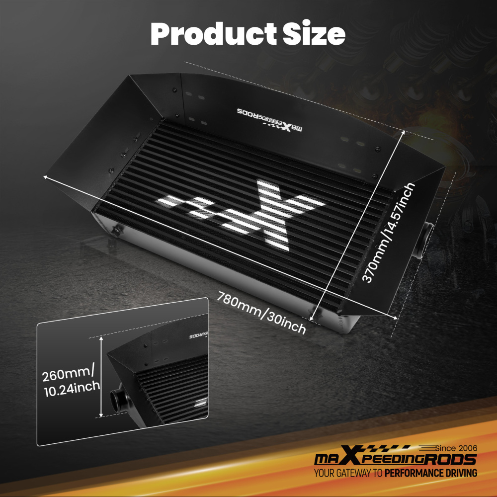 Universal Intercooler 600x300x100mm Core W/ Air Guide Plates Kit 76.2mm Ports