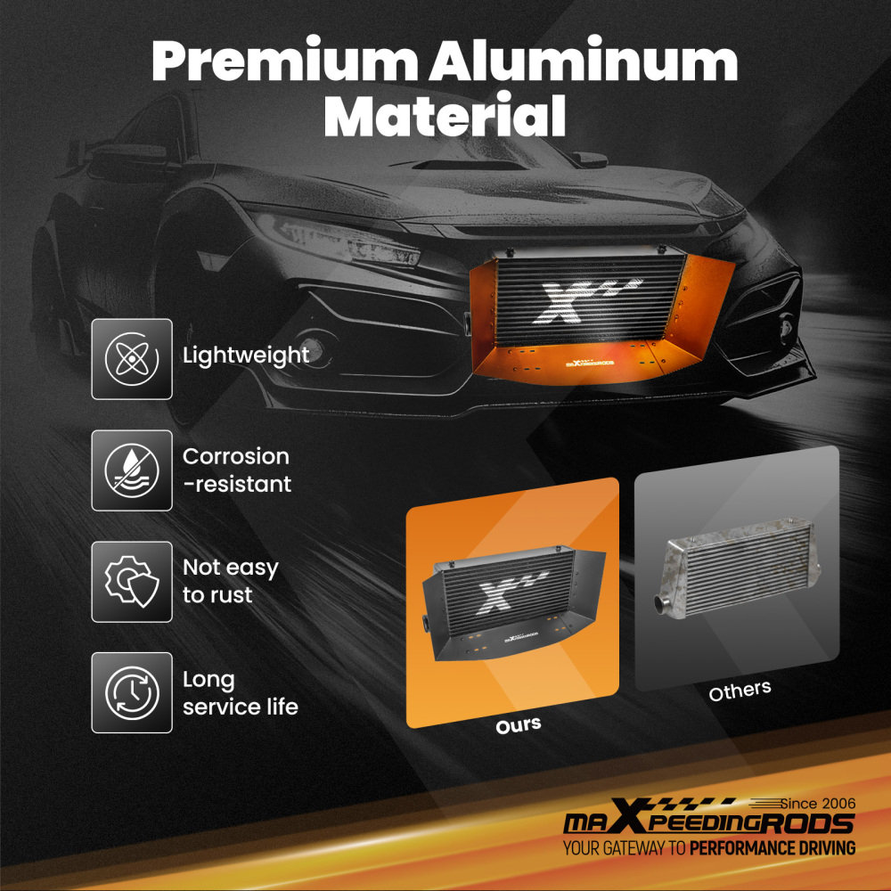 Universal Intercooler 600x300x100mm Core W/ Air Guide Plates Kit 76.2mm Ports