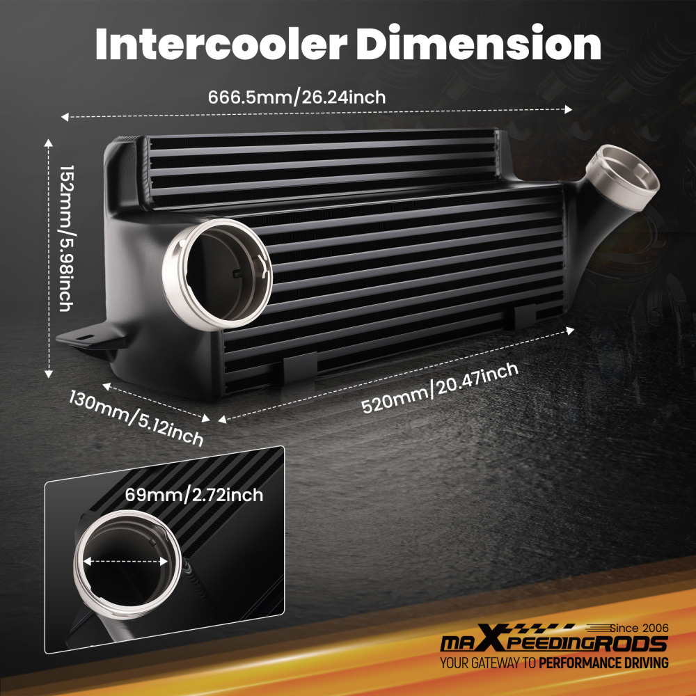 Piastra della barra dellintercooler compatibile per BMW 335i E90 E92 N54 N55 2006-2011 Nero