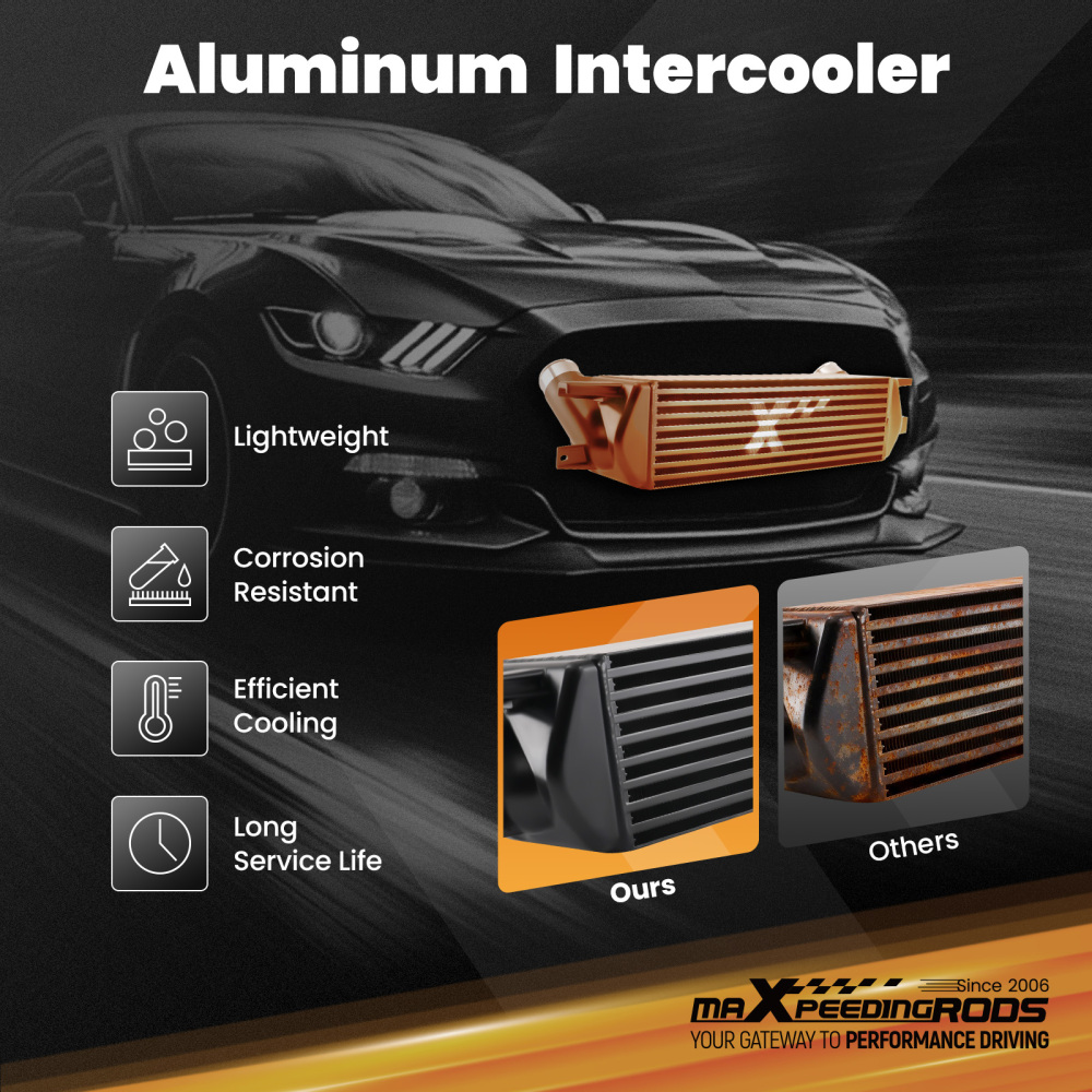 TurboIntercooler ForFord compatible for Mustang EcoBoost 2.3L 15-22 Performance Black