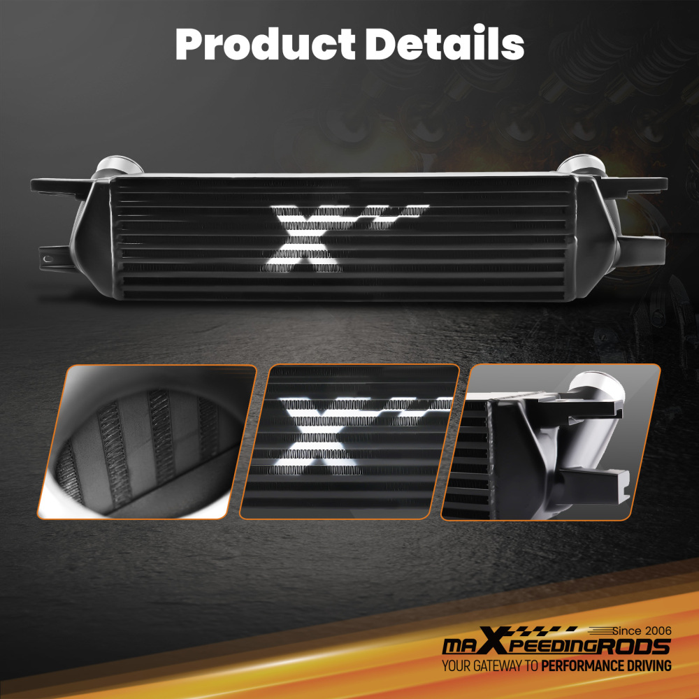 TurboIntercooler ForFord compatible for Mustang EcoBoost 2.3L 15-22 Performance Black