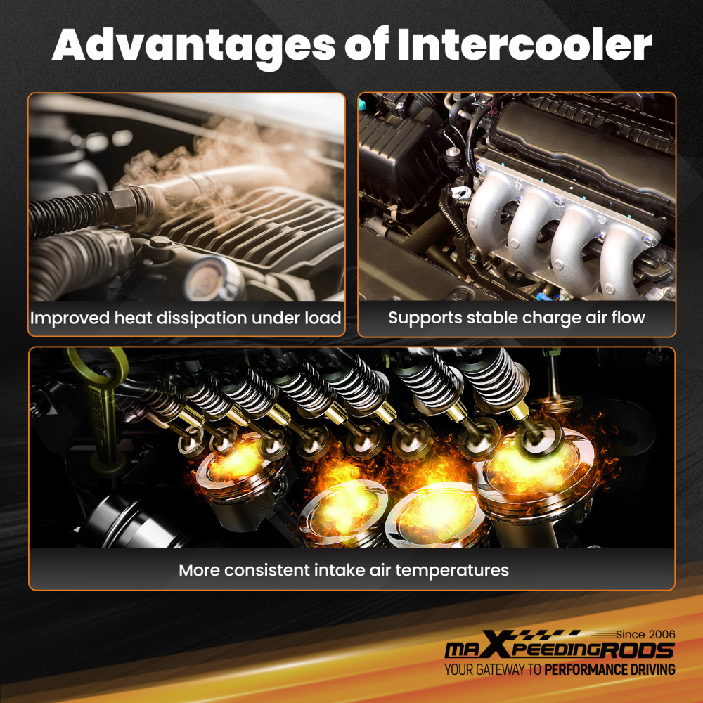 TurboIntercooler ForFord compatible for Mustang EcoBoost 2.3L 15-22 Performance Black