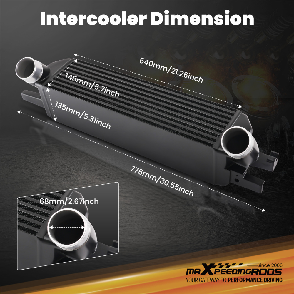 TurboIntercooler ForFord compatible for Mustang EcoBoost 2.3L 15-22 Performance Black