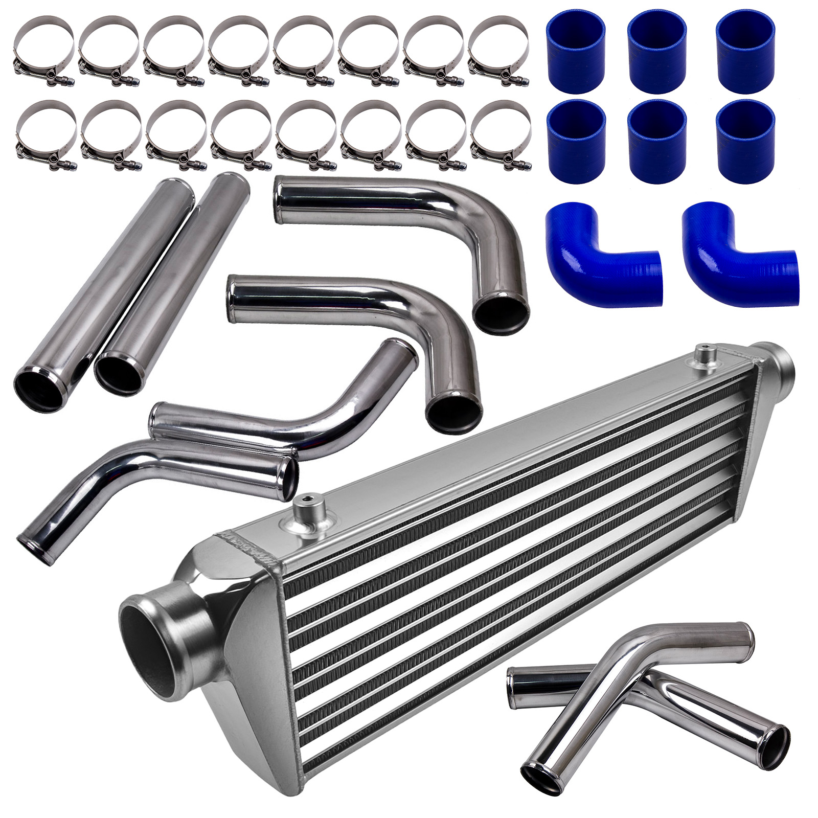 Universal Turbo Intercooler 27x7x2.5Aluminum Pipe Piping Hose Pipes Kit