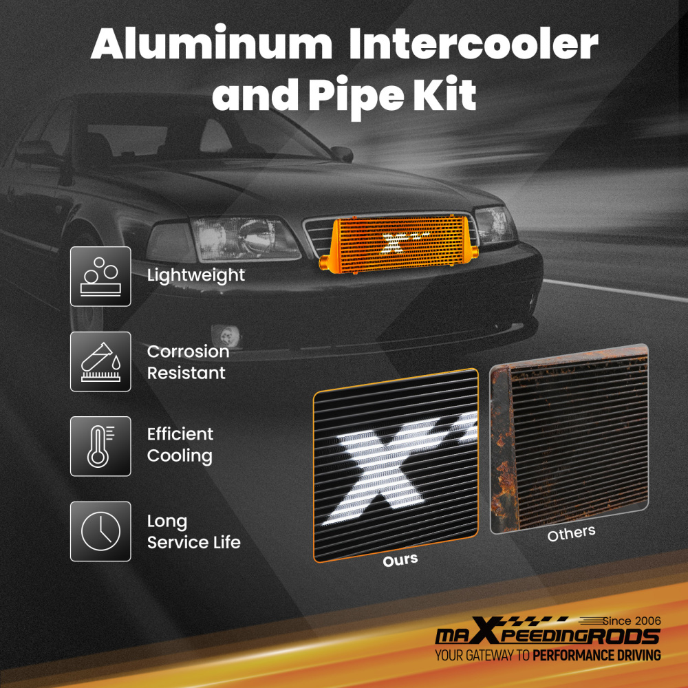 Bar Plate Intercooler Kit compatible for Audi A4 1.8T B5 Quattro 1998-2001 Aluminum