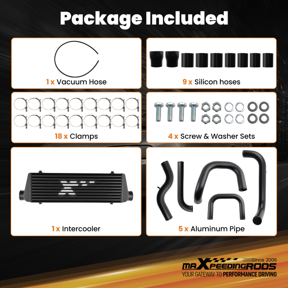 2.5 Intercooler kitKit compatible for Honda Civic/Del Sol 92-97 Black Bar Plate 64mm