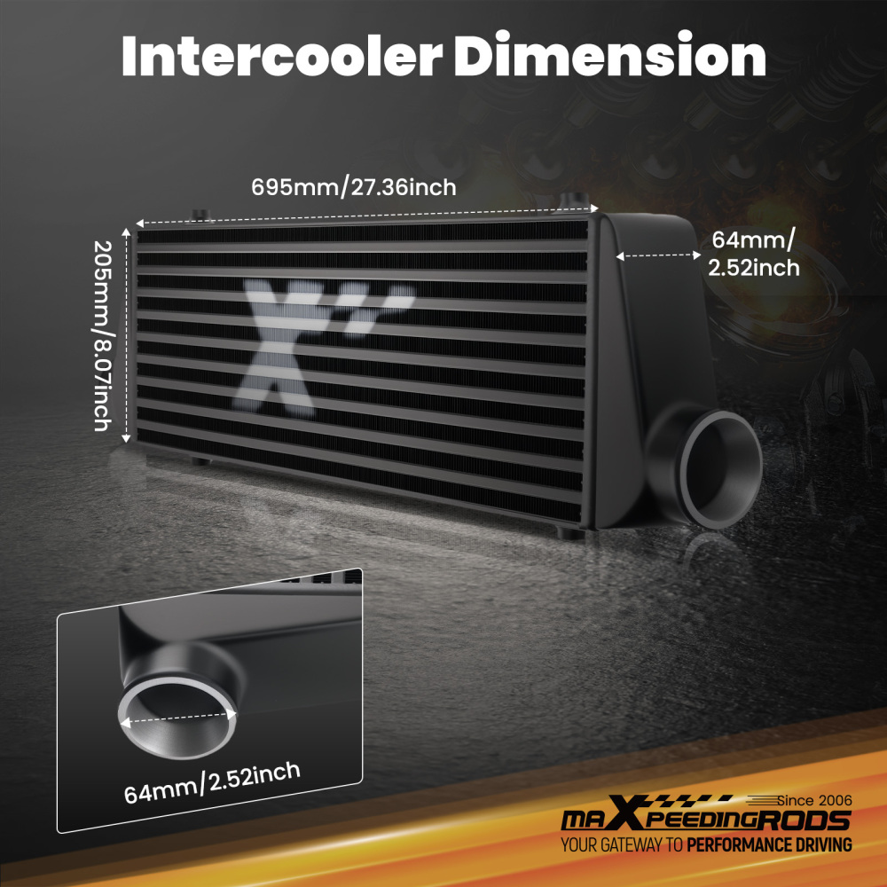 2.5 Intercooler kitKit compatible for Honda Civic/Del Sol 92-97 Black Bar Plate 64mm