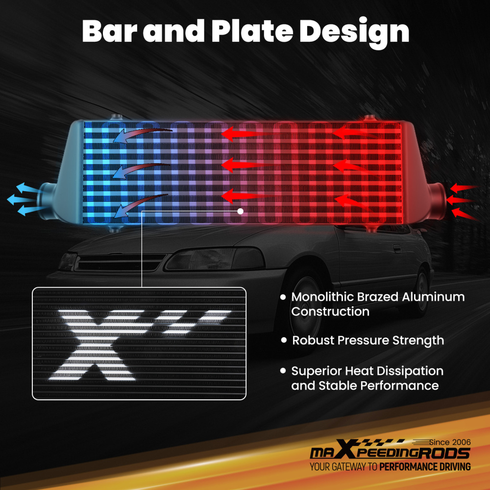 2.5 Intercooler kitKit compatible for Honda Civic/Del Sol 92-97 Black Bar Plate 64mm