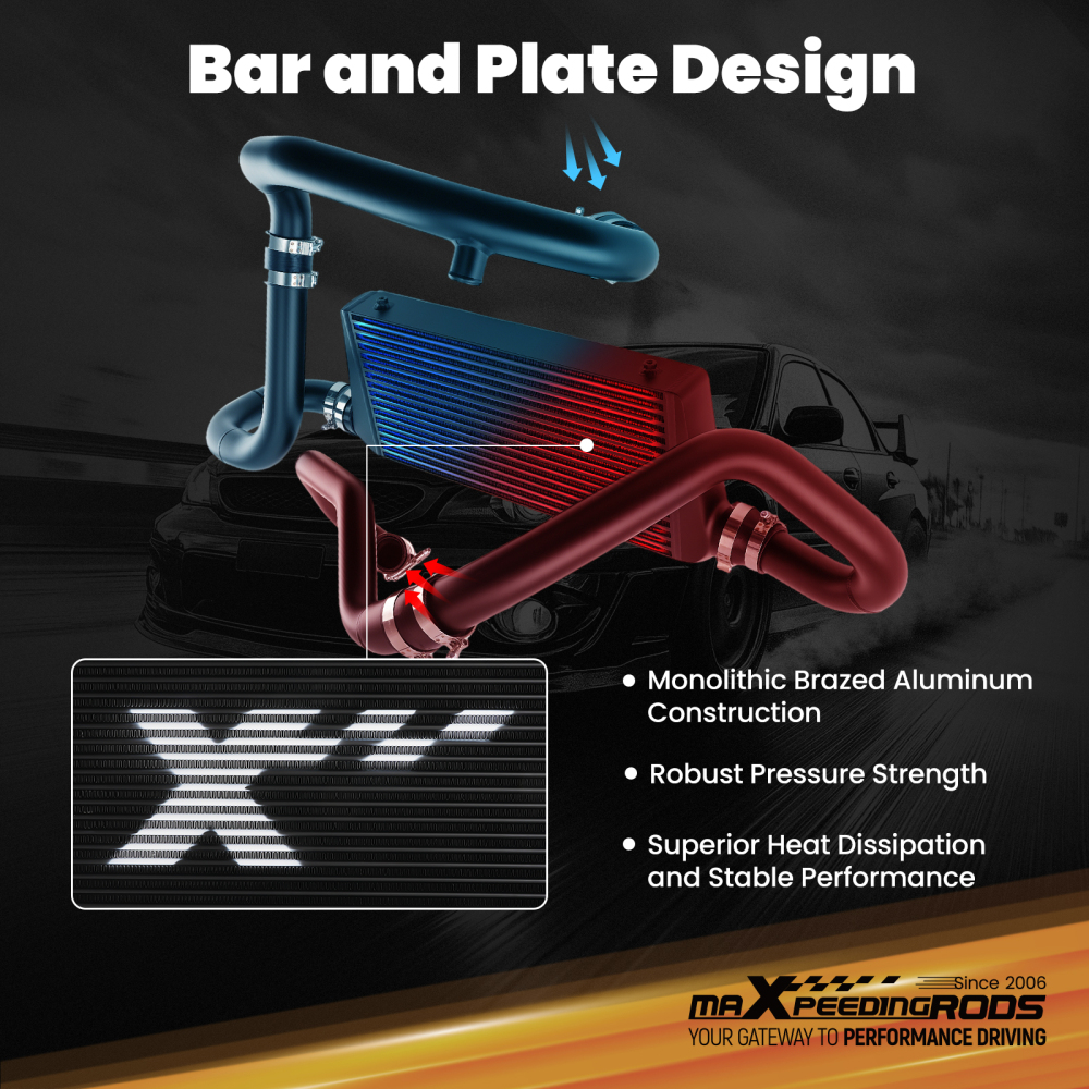 Bar Plate Intercooler Kitfor compatible for Subaru Impreza WRX GC8 1996-2000 Black
