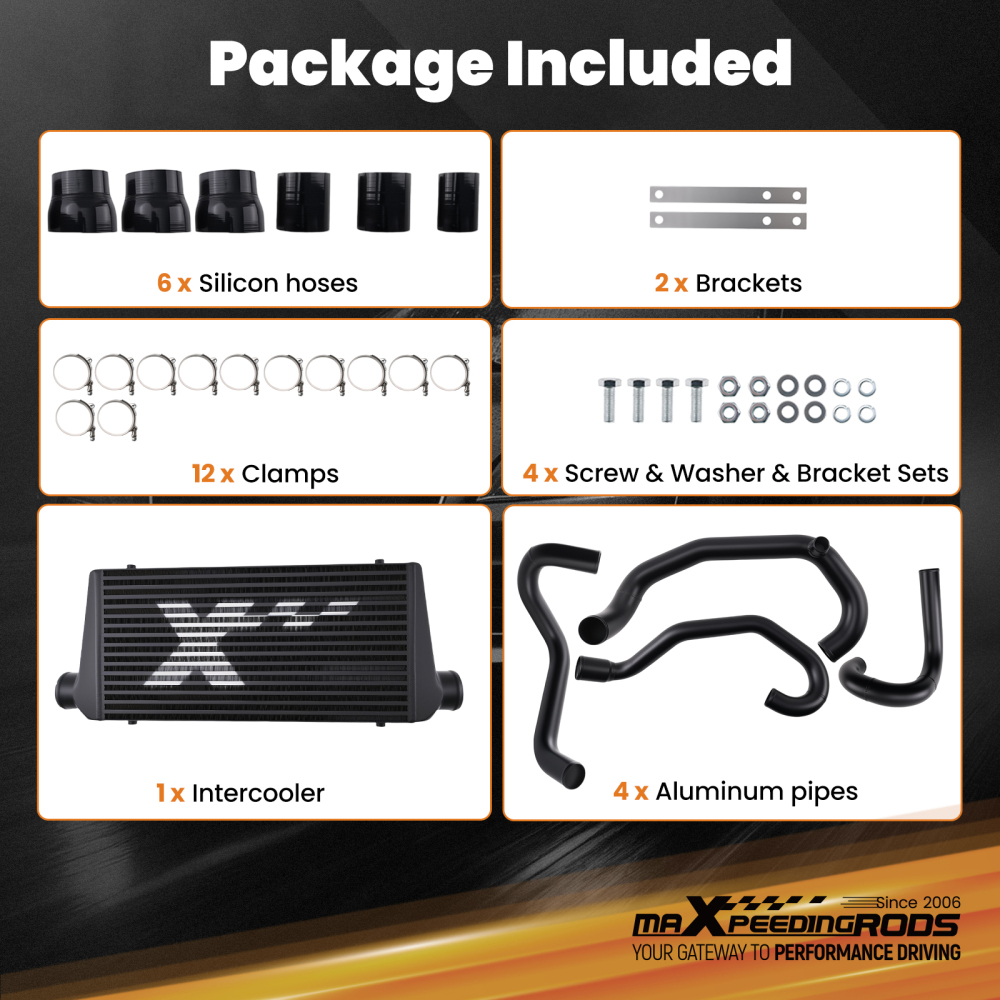 Bar Plate Intercooler Kitfor compatible for Subaru Impreza WRX GC8 1996-2000 Black