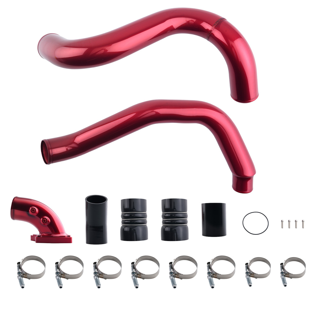 Turbo Intercooler PipeIntake Elbow compatible for Ford F250 6.0L Powerstroke 03-07 Red