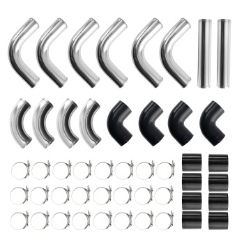 12Pc Universal 2.5 Intercooler Piping Kit +T-Bolt Clamps + Silicone Coupler